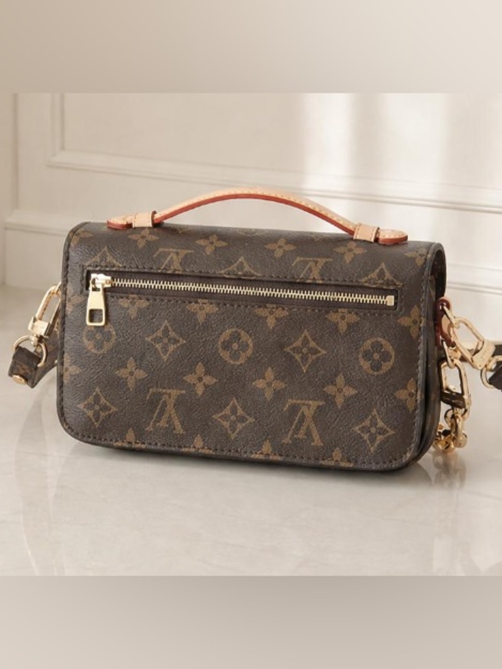 Louis Vuitton Monogram Canvas Crossbody with Vachetta Top Handle